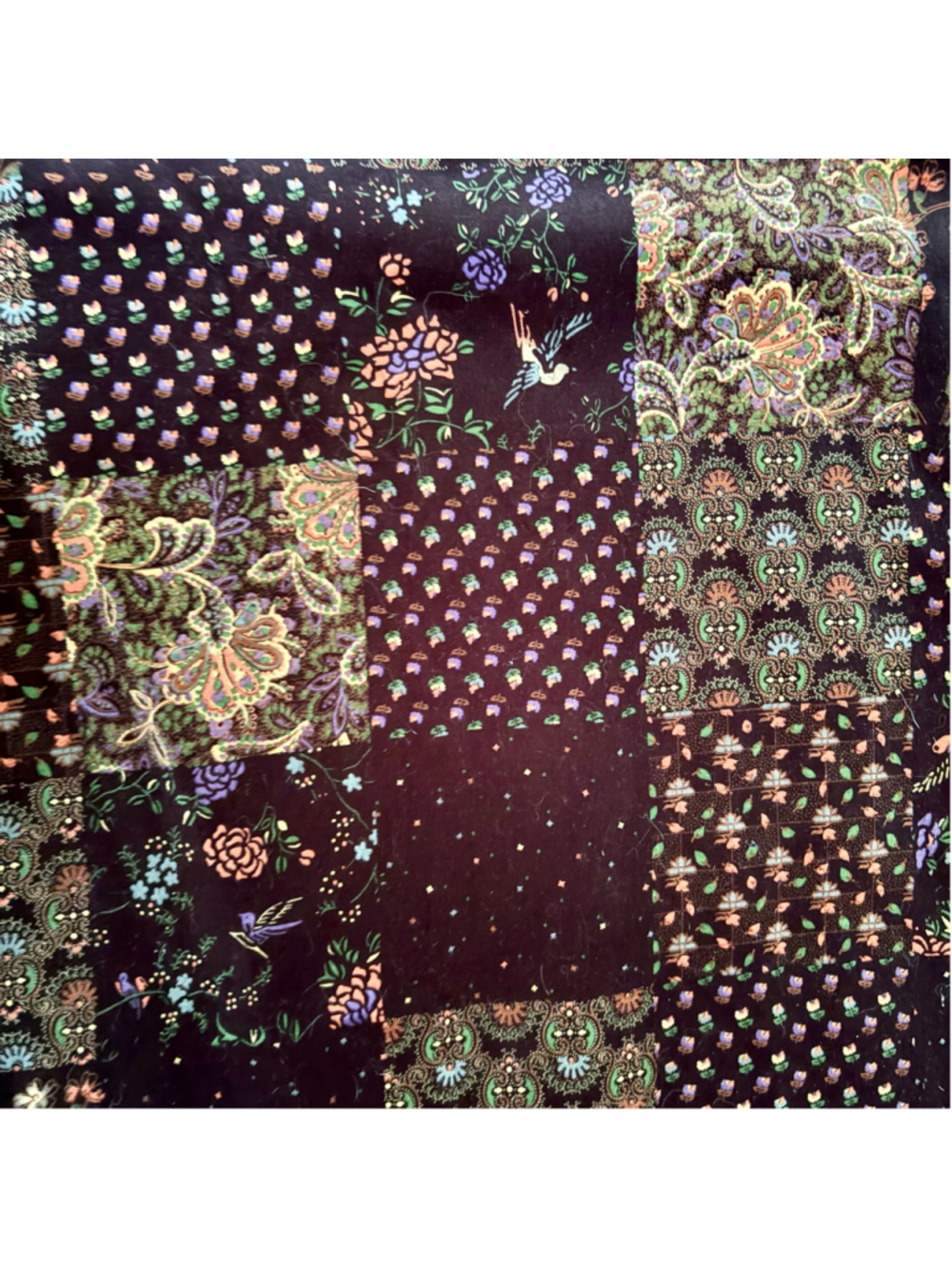 Vintage 70s Copley Square Ltd velvet patchwork pattern maxi skirt - Picture 4 of 4